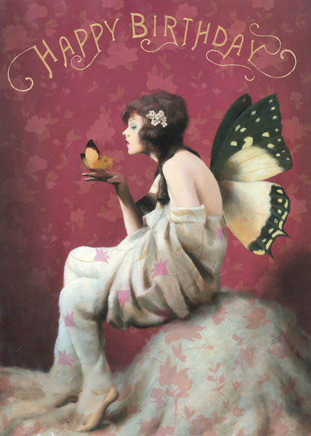 Happy Birthday Butterfly Girl Greeting Card by Stephen Mackey - Click Image to Close